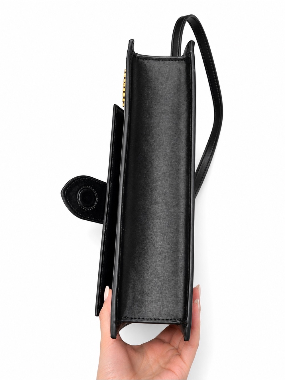 Jacquemus Black Leather Strap Wallet Clutch with Gold Logo - Picture 3 of 3